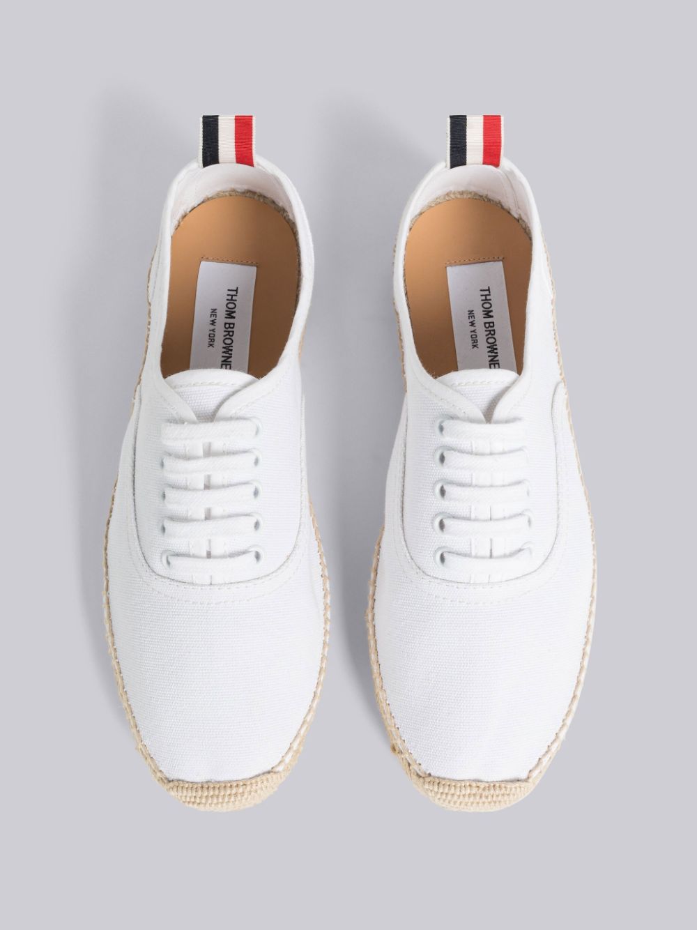 White Women Thom Browne Canvas Espadrille Heritage Sneakers | UKM86I77209