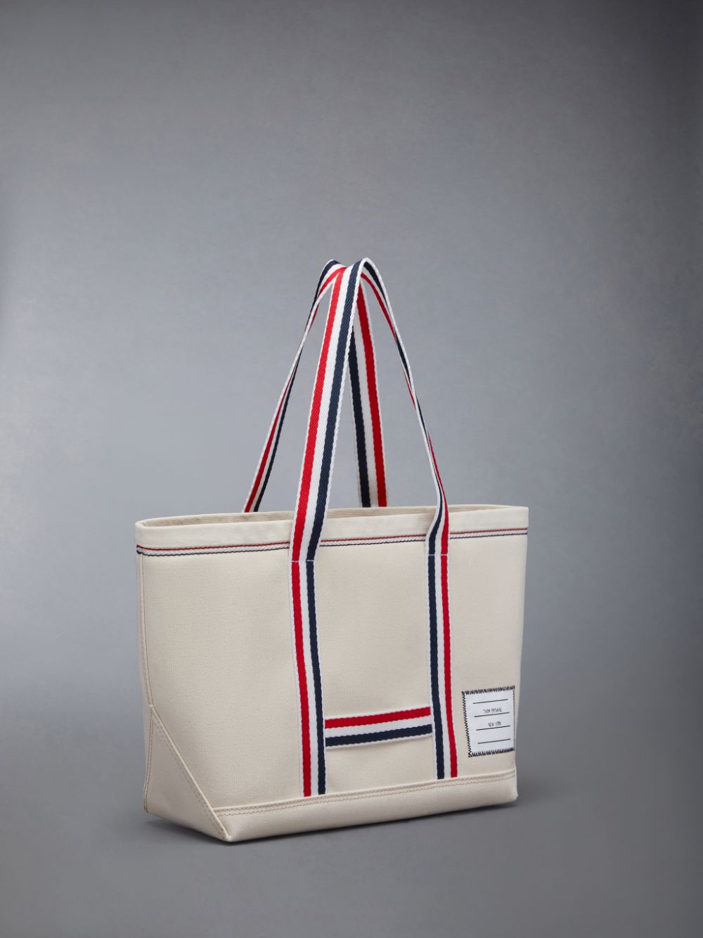 White Women Thom Browne Double Face Canvas Small Tool Tote Bags | WSM46J48585