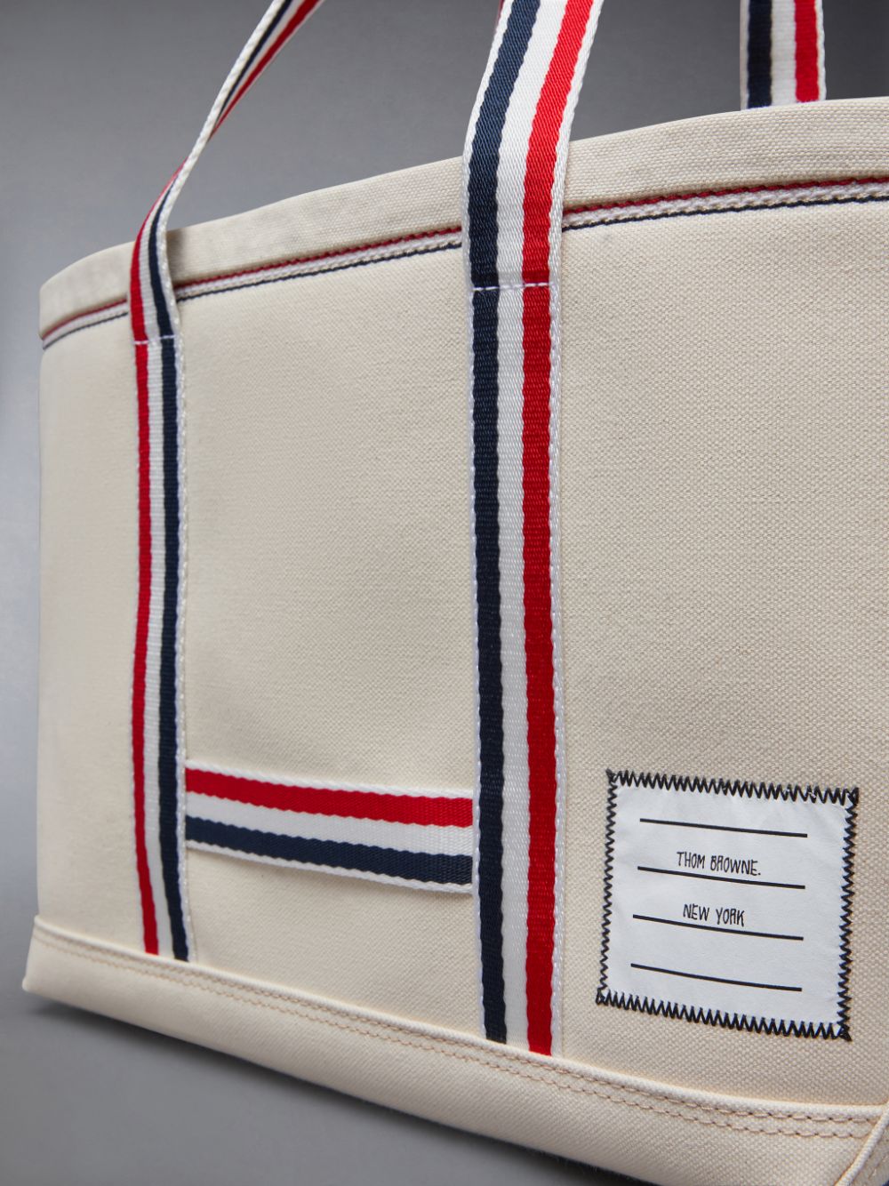 White Women Thom Browne Double Face Canvas Small Tool Tote Bags | WSM46J48585