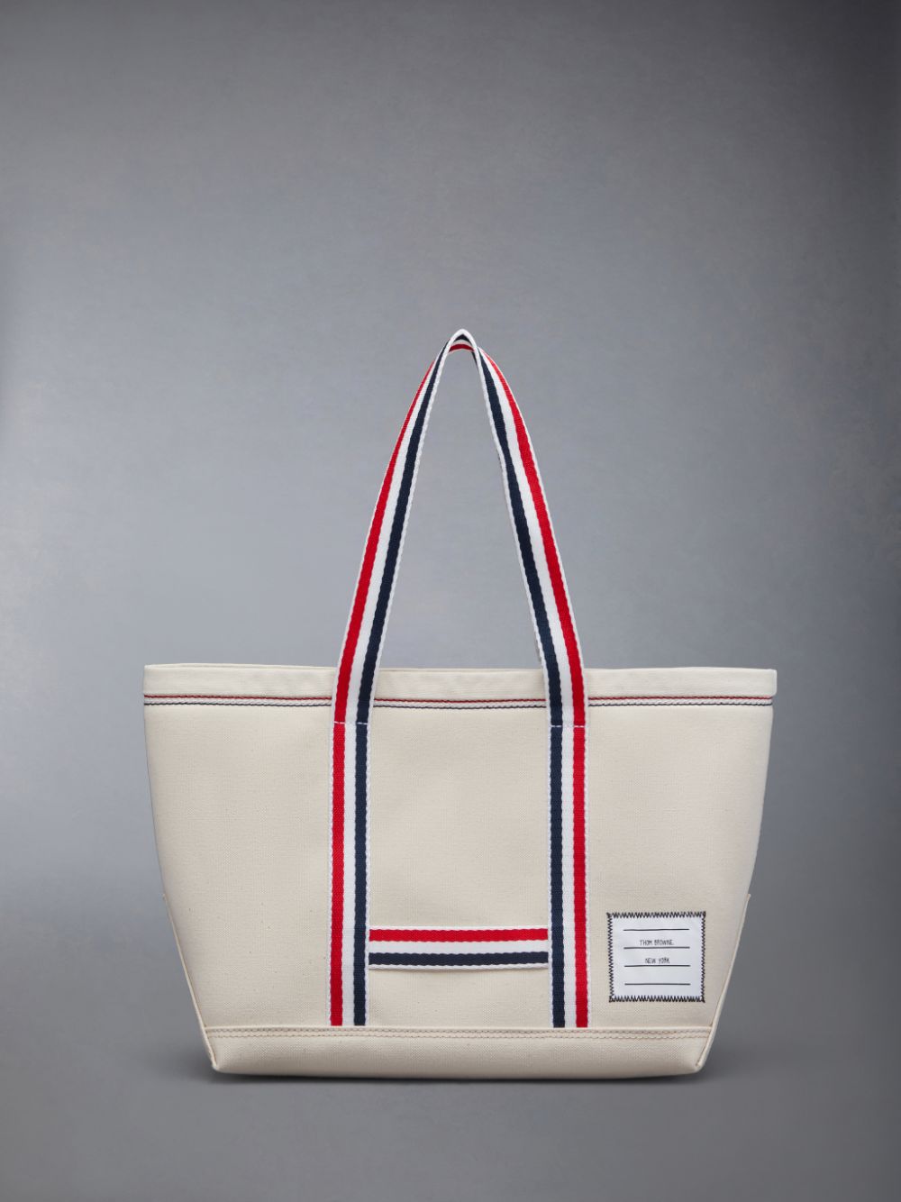 White Women Thom Browne Double Face Canvas Small Tool Tote Bags | WSM46J48585