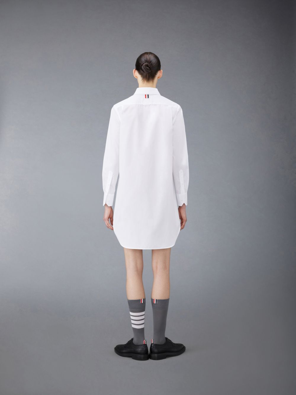 White Women Thom Browne Poplin Mini Shirt Dress | DKF38W01063