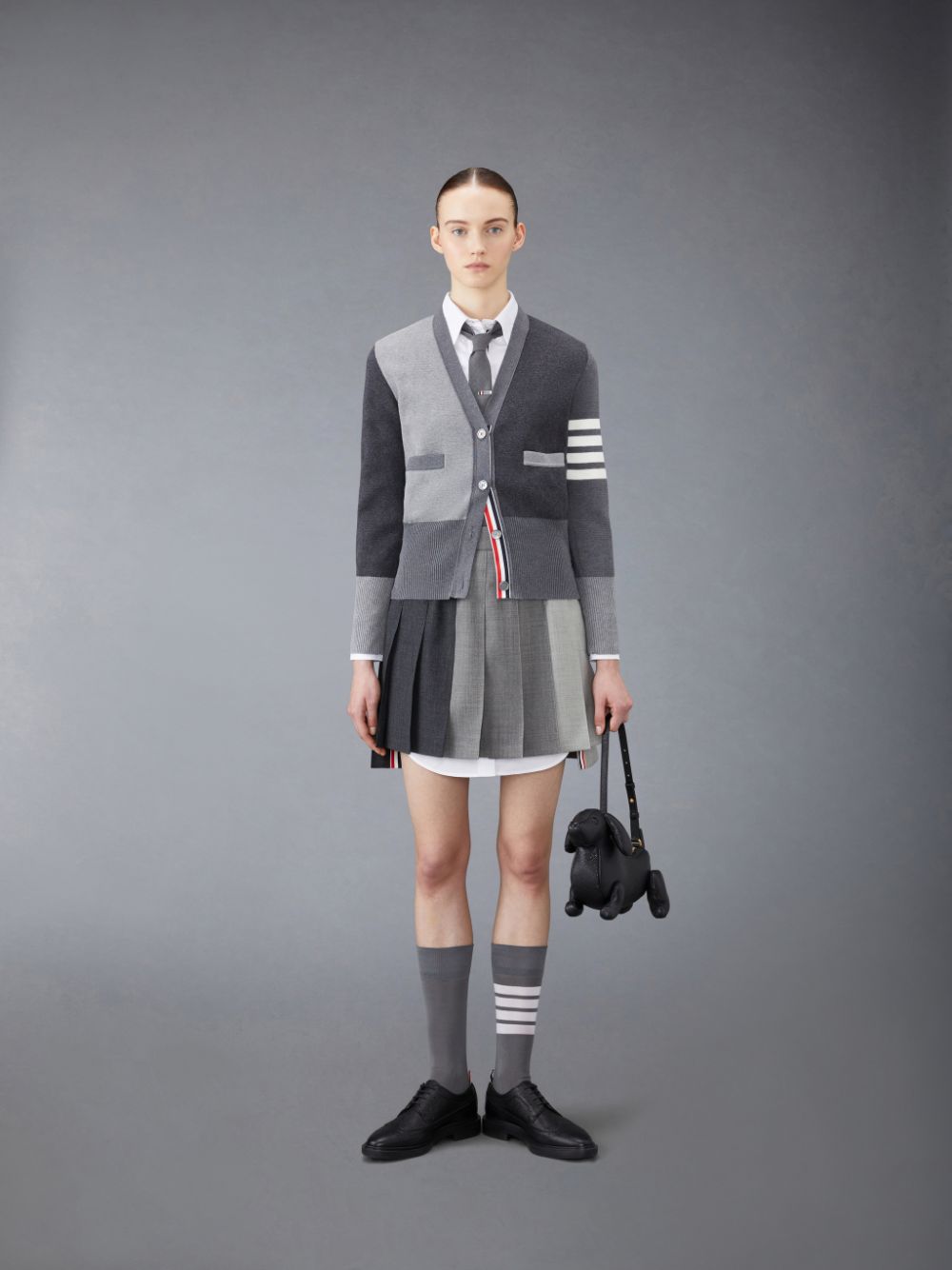 White Women Thom Browne Poplin Mini Shirt Dress | DKF38W01063