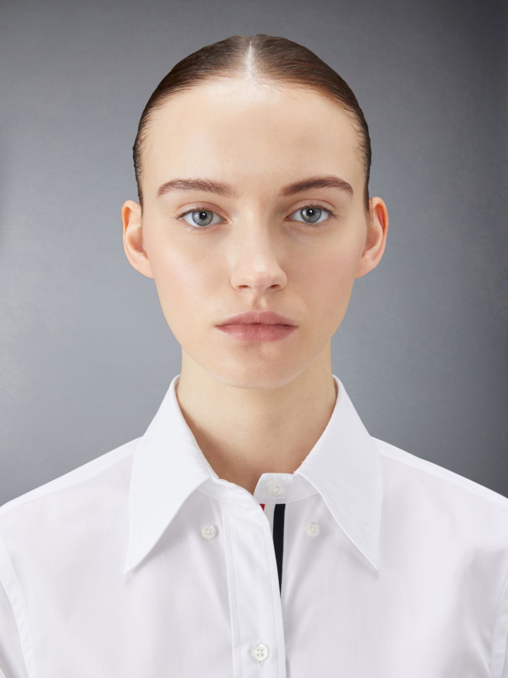 White Women Thom Browne Poplin Mini Shirt Dress | DKF38W01063