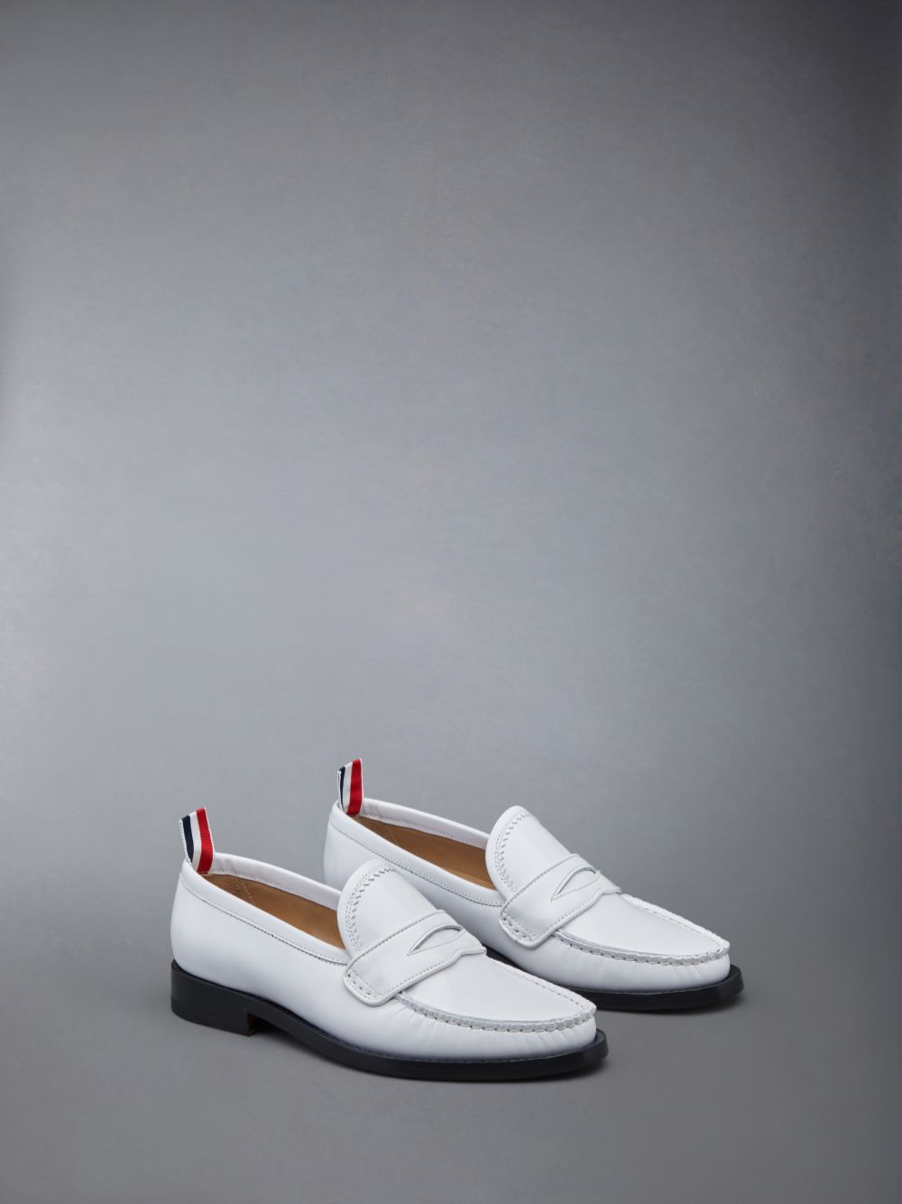 White Women Thom Browne Spazzolato Pleated Varsity Loafers | DDP23N64140
