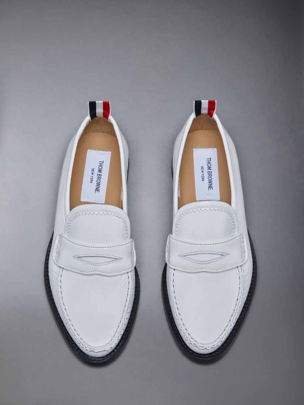White Women Thom Browne Spazzolato Pleated Varsity Loafers | DDP23N64140