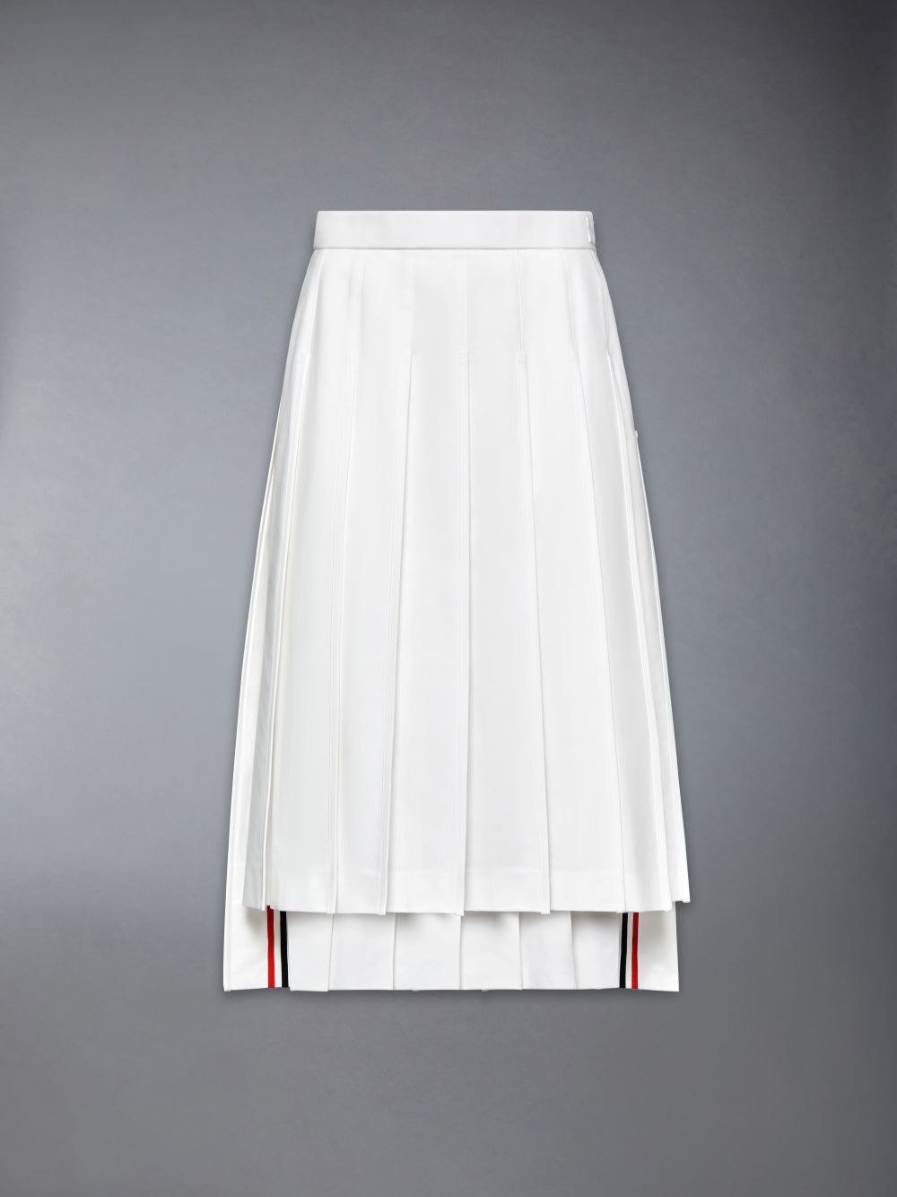 White Women Thom Browne Typewriter Self Tipping Midi Pleated Skirts | UDE17R90615