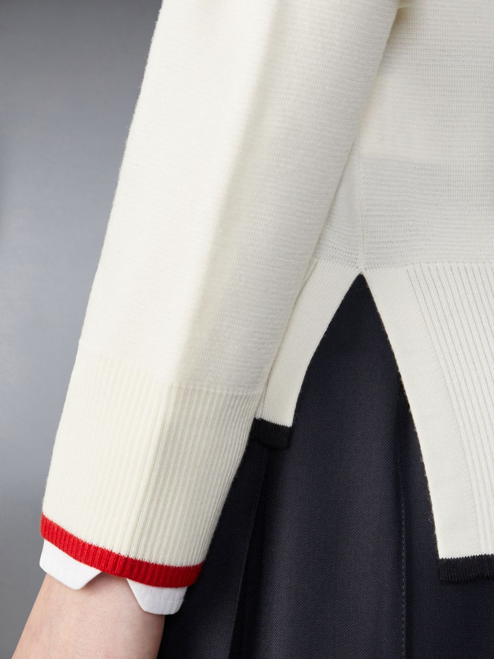 White Women Thom Browne Wool Funnel Neck Full Zip Cardigan | ICG72L70908